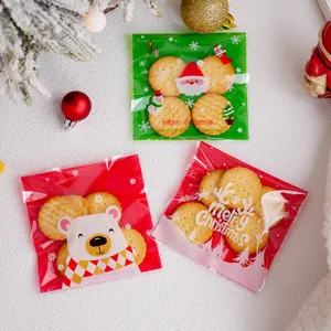 Weihnachtskekse Süßigkeiten Verpackungsbeutel Set, niedlicher Bär und Weihnachtsmann.