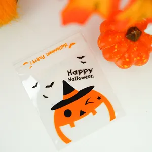 Halloween candy self-adhesive bag transparent plastic cookie packaging gift bag detail view