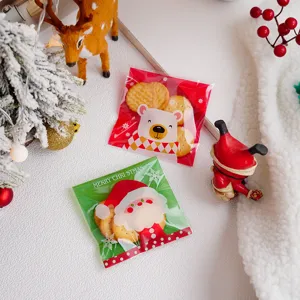 Festliche Weihnachten Cartoon Bär und Weihnachtsmann Kekse Süßigkeiten Beutel Detail