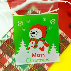 Grüner Weihnachtsschneemann Selbstsiegelnder Süßigkeitenbeutel Kekstasche 10x10cm