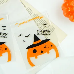 Halloween candy self adhesive plastic bag pumpkin bat pattern gift packaging cookie bag