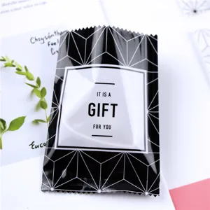 Bolsas de sellado termico de rejilla blanco y negro para galletas y regalos 100pcs
