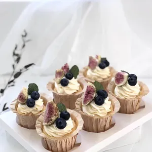 Moderne Papier Muffinförmchen Rollrand Muffin Backbecher Für Party Alltag Kuchen Dekoration Zubehör Kraftpapier Farbe