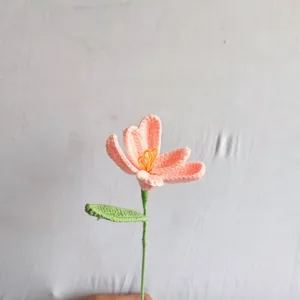 Handmade crochet pink flower knitted artificial bouquet romantic gift for special day