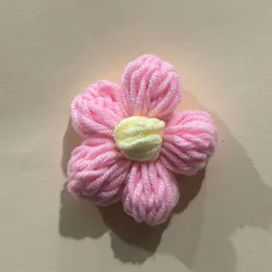 Handmade crochet yarn puff flower DIY garment accessory bag charm 6cm pink yellow