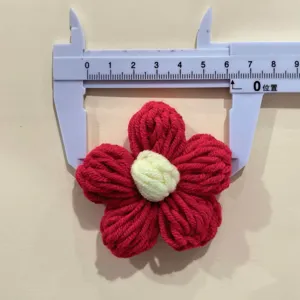 Handmade crochet wool yarn flower puff flower DIY bouquet accessory red yellow size display design