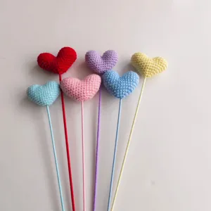 Accessorio per Bouquet di Fiori a Cuore in Filato Lavorato a Mano Stile Rustico Decorazione per la Casa Regalo per Festa di Matrimonio
