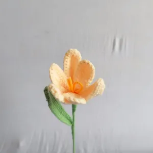 Handmade crochet yarn artificial tulip flower single stem home decor gift craft piece