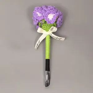 Handmade crochet carnation pen cute knitted flower gel pen creative stationery gift for girls