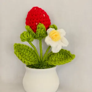 Handgemaakte gehaakte aardbei potplant kunstbloem huisdecoratie ornament cadeau