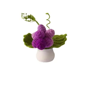 Handmade crochet grape potted plant cute knitted purple fruit decor home desktop ornament craft