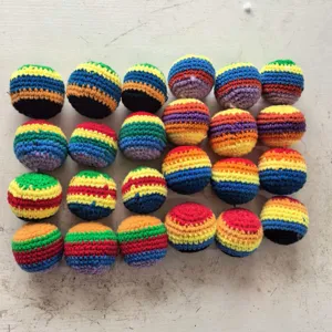 Handmade Crochet Yarn Sandbag Ball Colorful Striped Woven Ball Kids Toy Sports Props Outdoor Entertainment Game