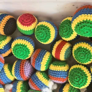 Handmade crochet yarn balls colorful juggle balls knitted footbag for kids toys bulk set