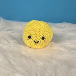 Handgemaakt gehaakt geel smiley broodje anti-stress speelgoed, schattig zacht item.