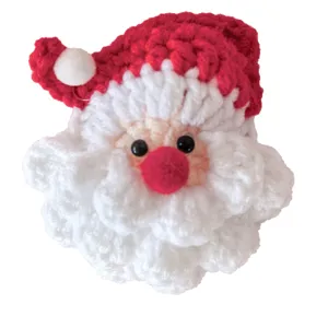 Handgefertigter Häkel Weihnachtsmann Kopf Zubehör für DIY Weihnachten Haarspangen und Broschen.