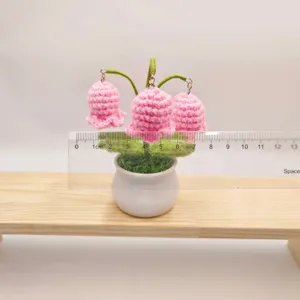Handmade crochet lily of the valley potted plant knitted floral home decor gift