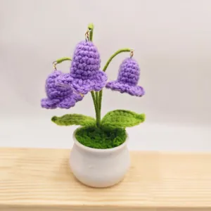 Handcrafted crochet purple bellflower potted plant knit flower home decor gift cute ornament