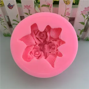 Große 3 Rosen Silikonform für DIY Handgemachte Aromatherapie Auto Lüftung Gips Kerze Basteln