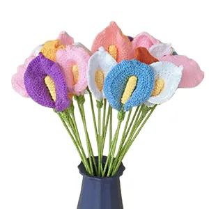 Handgemaakte gehaakte calla lelie boeket kunstbloemen voor thuisdecoratie cadeau.