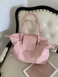 Rosa große Kapazität Reise Damentasche aus PU Leder Handtasche Weekender Tasche Detail