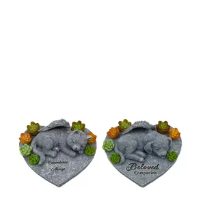 Pierre commemorative pour animal en resine statue chat et chien ange decoration jardin