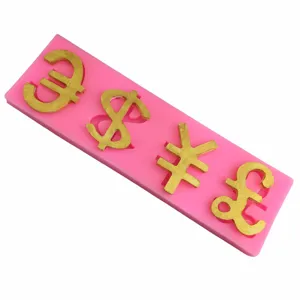Silikon Kuchenform Währungssymbole Fondant Schokolade Dekorationswerkzeug DIY Backen Handwerk Form Für Zuckerpasten Seife Harz Polymer Ton