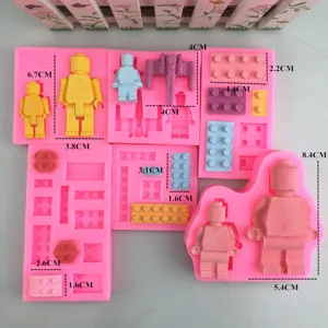 6-delige siliconen mal set voor DIY chocolade, fondant en robot cake bakgereedschap.