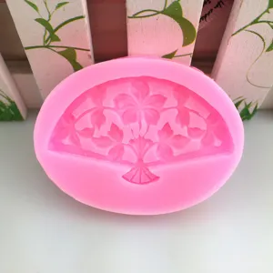 Rosa fächerförmige Silikonform zum Backen, Kuchen Fondant Dekorieren, Schokolade und Kunstharz.