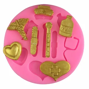 Silicone Cake Mold Medical Tools Thermometer Stethoscopes Nurse Hat Shape Chocolate Fondant Mold For Baking Cake Decoration DIY Craft Mold