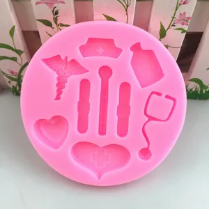 Pink medical theme silicone mold detail, perfect for cake decorating, chocolate and baking crafts.