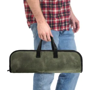 Sac de couteau de chef en toile durable pochette de rangement d'outils de voyage avec fermeture éclair.