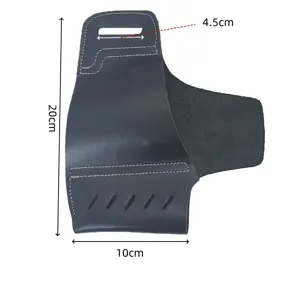 Black leather waist tool holster tactical belt pouch portable gear accessory pocket for outdoor.