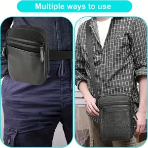 Sac bandoulière tactique pour homme en cuir PU sac de poitrine pochette multifonction.