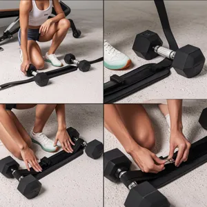 Vista dettagliata della cintura pesata per glutei, cinghia fitness regolabile per hip thrust.