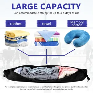 Travel fillable neck pillow large capacity storage organizer for clothes and towels travel gear