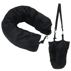 Fillable travel U-shaped neck pillow, luggage storage bag for flight and outdoor trips.