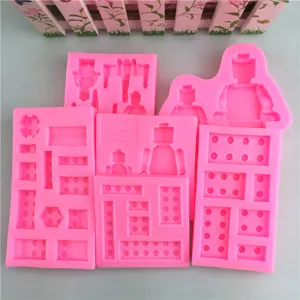 6-delige siliconen blok robot chocolade fondant vormset voor DIY taart bakken