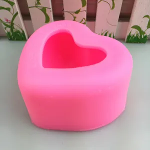 Heart-shaped silicone mold for handmade soap, gypsum, and cake decoration. Pink DIY tool.