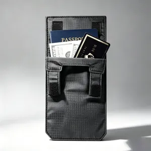 Tactical Waist Pouch Passport Holder Multi-functional Travel Card Storage Bag Black Grid