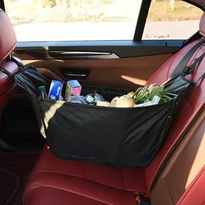 Grote capaciteit auto achterbank hangende opbergtas, zwarte duurzame boodschappen organizer.