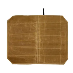 Durable waxed canvas chef knife roll bag with multiple slots for outdoor camping BBQ storage.