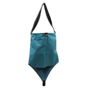 Oxford cloth fruit harvesting bag detail, waterproof design with quick release bottom clip.