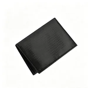 Black grid pattern folding waist pouch minimalist multi-functional card and coin storage bag