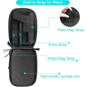 Détail de sac bandoulière tactique avec sangle de pistolet intégrée et coussin en mousse.