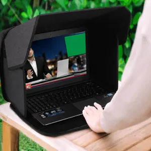 Black 16 inch laptop sunshade hood privacy protector for outdoor business travel use.