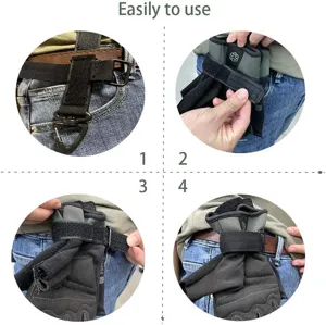 Vue détaillée montrant les étapes d'utilisation de la boucle de sangle de gant tactique d'extérieur.