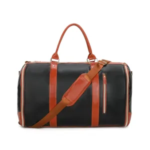 Grosse Kapazitat PU Leder Reise Duffle Bag mit Schultergurt fur Damen und Herren Wochenende
