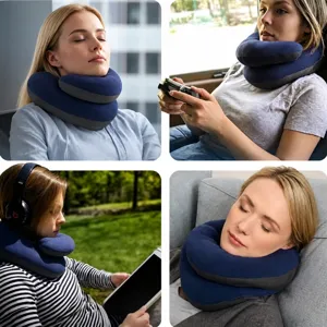Ergonomic PP cotton U-shaped neck pillow for travel, office nap, and comfortable flight rest.
