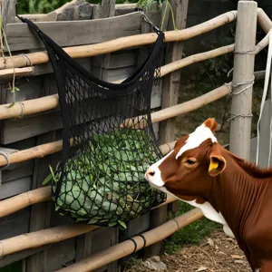 Sac à foin suspendu en nylon pour chevaux, poche de fourrage en filet tissé pour écurie et équitation.
