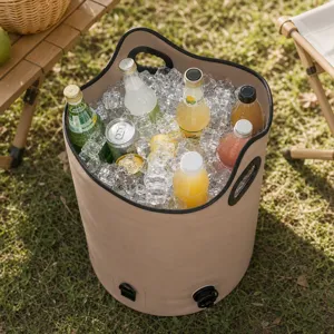 Secchio per pediluvio pieghevole portatile, vasca da bagno per piedi in PVC da esterno con valvola.